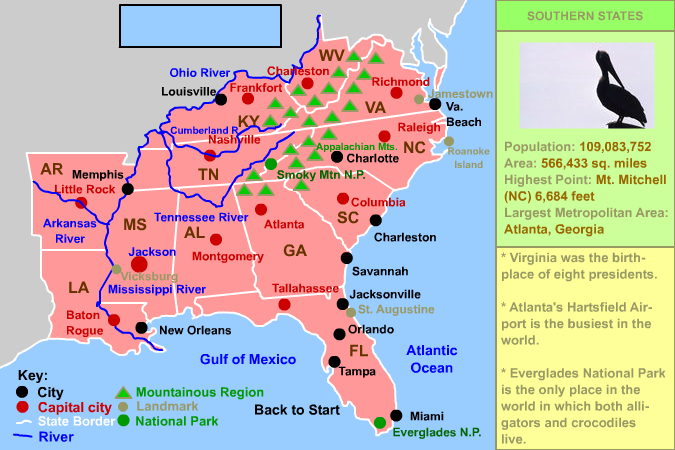 American South Interactive Map