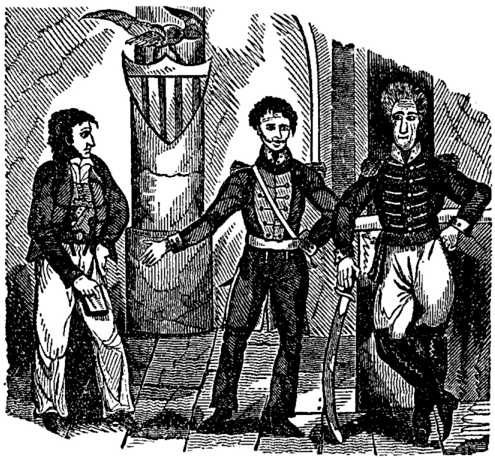 Woodcut Featuring Jean Lafitte and Andrew Jackson During the War of 1812