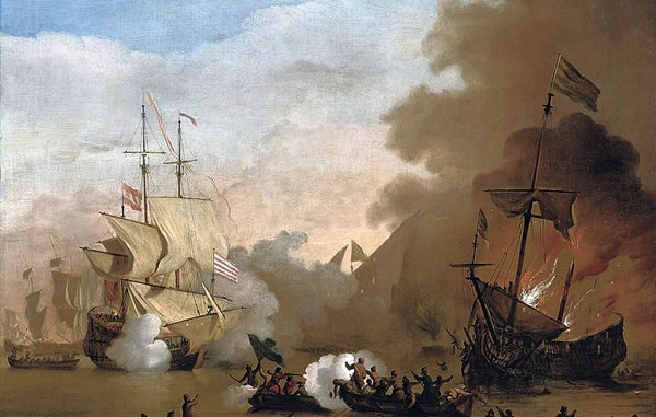 British Ship engaging with Barbary ship near Tunis 