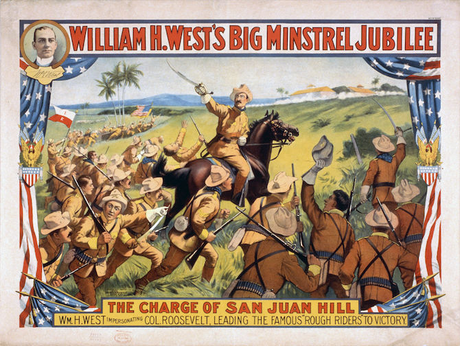 Poster Illustrating Roosevelt Leading the Rough Riders up San Juan Hill in the Spanish-American War