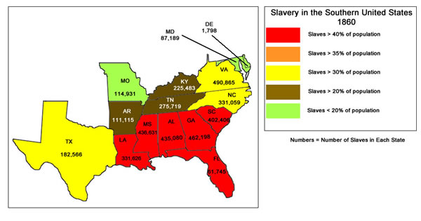 Slavery in the Southern States in 1860