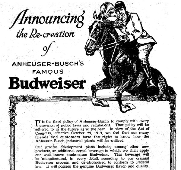 Budweiser Prohibition-era poster