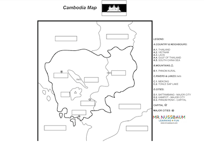 Cambodia label-me Map Answer Sheet
