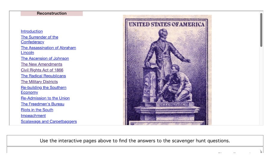 Reconstruction Interactive Scavenger Hunt