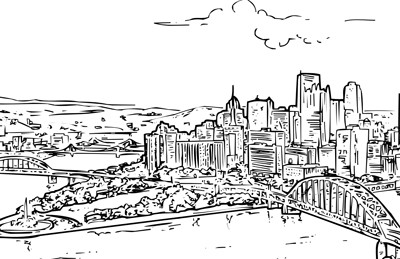 Pittsburgh Skyline Coloring Page