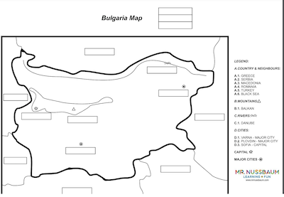 Bulgaria Label-me Map Answer Sheet