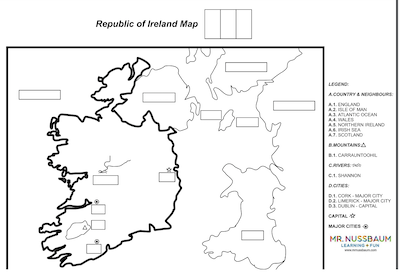 Ireland Label-me Map Answer Sheet