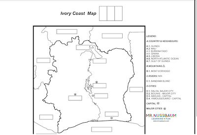 Ivory Coast Label-me Map Answer Sheet