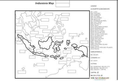 Indonesia label-me Map Answer Sheet
