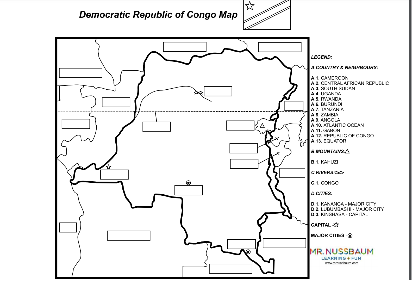 Democratic Republic of Congo Label-me Map Answer Sheet
