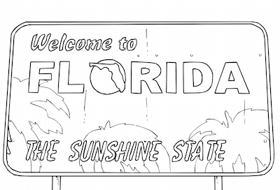 Welcome to Florida Welcome Sign Coloring