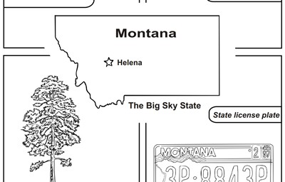 Montana map - Blank outline map, 16 by 20 inches, activities included
