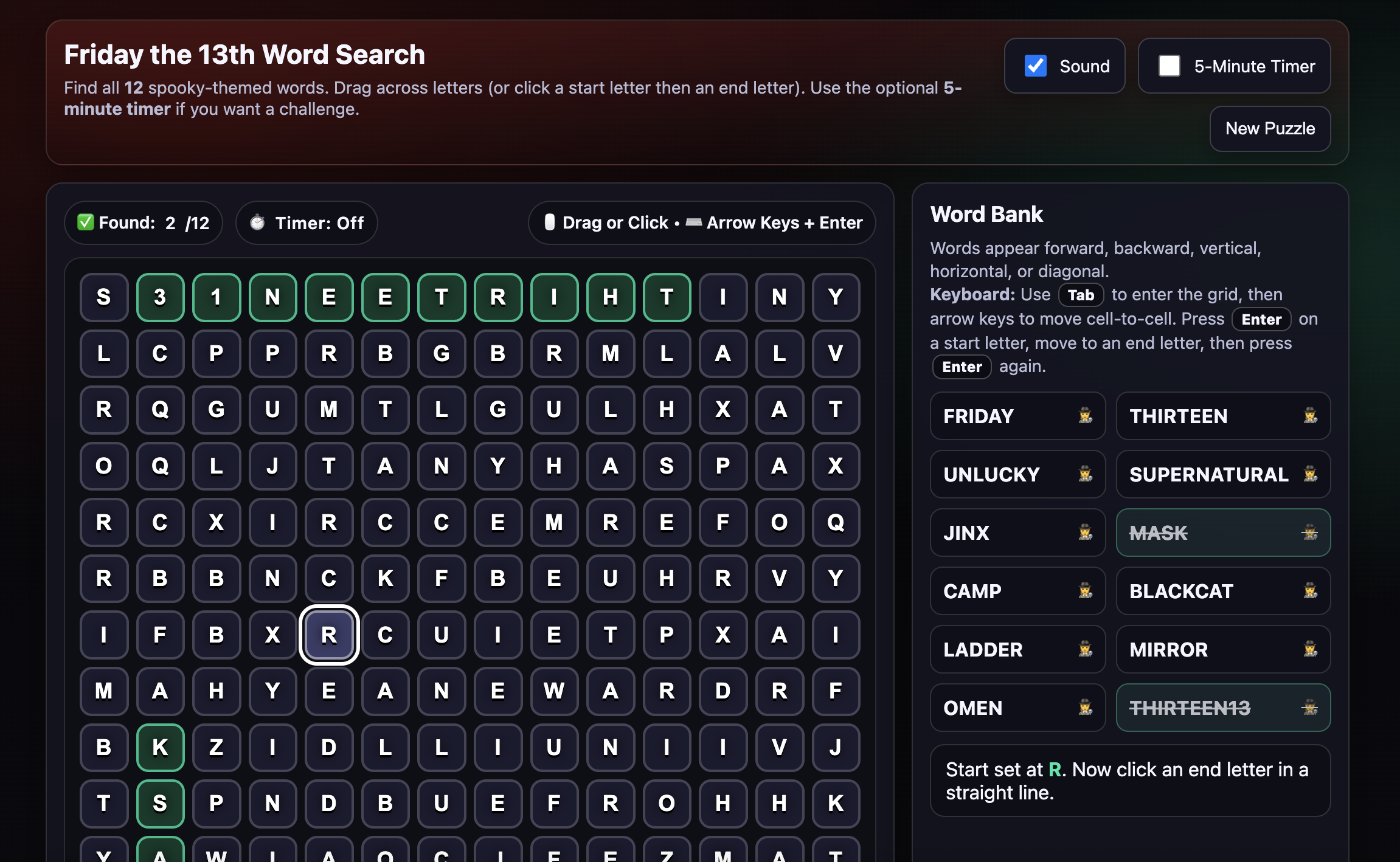 Friday the 13th Word Search!