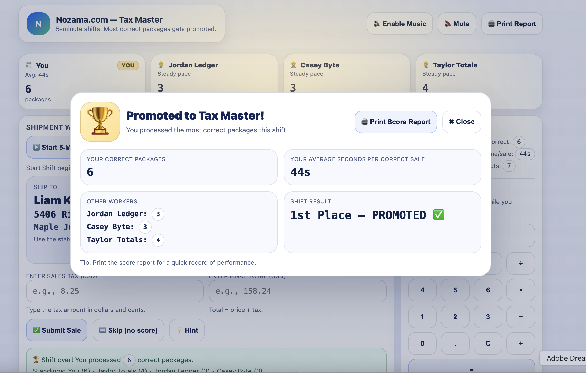 Tax Master - A calculating sales tax for kids game!