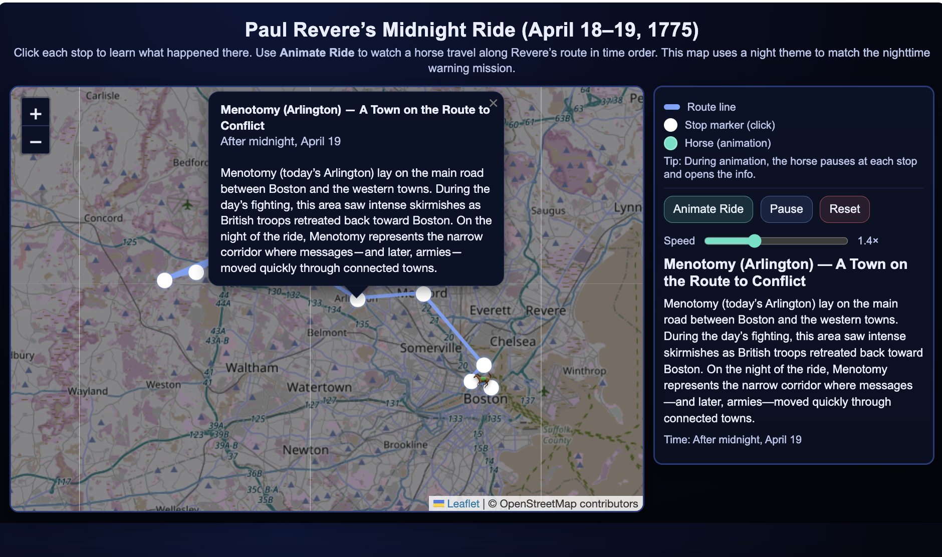 Paul Revere's Midnight Ride Animated Infographic