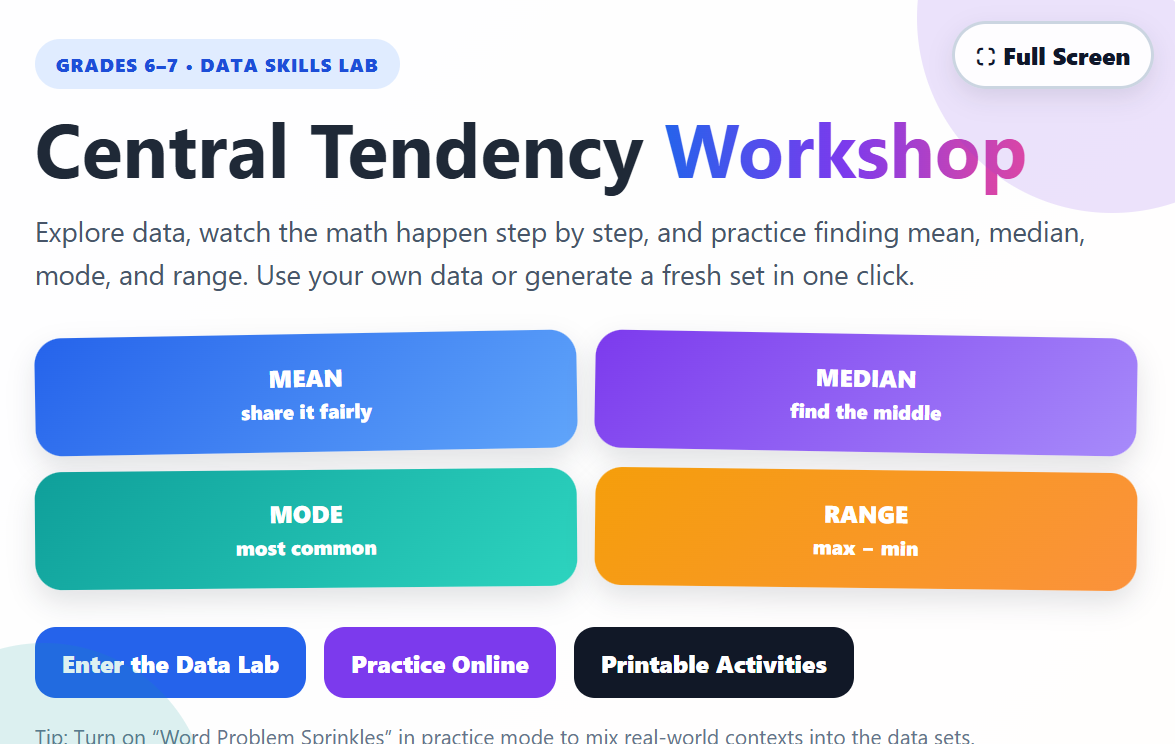 Central Tendency Workshop