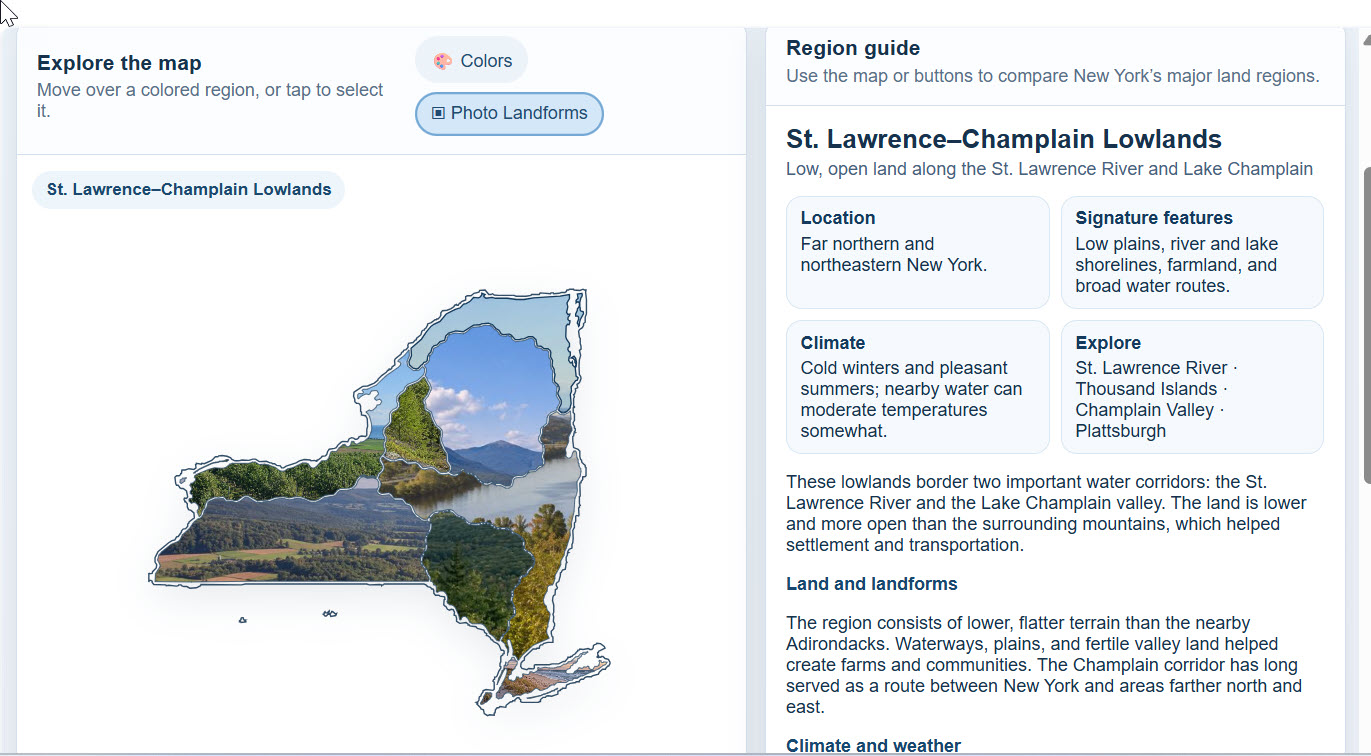 Eight Regions of New York Map and Map Maker